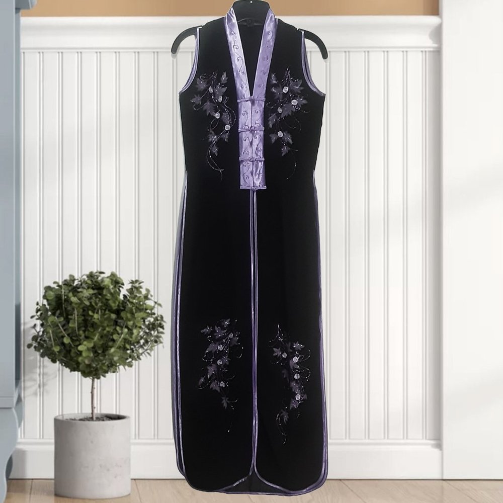 Silver Dragon | Sheer Embroidered Sleeveless Maxi Cover-Up Dress